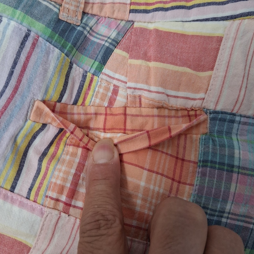 J.Crew Vintage Madras Plaid Patchwork Bermuda Shorts Wmns Pastel Sz 2 EUC Preppy - Picture 14 of 16